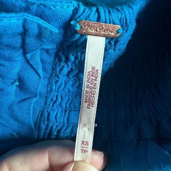 NWT FREE PEOPLE Bom Bom Island Mini dress in Fjord Blue - Picture 4 of 6